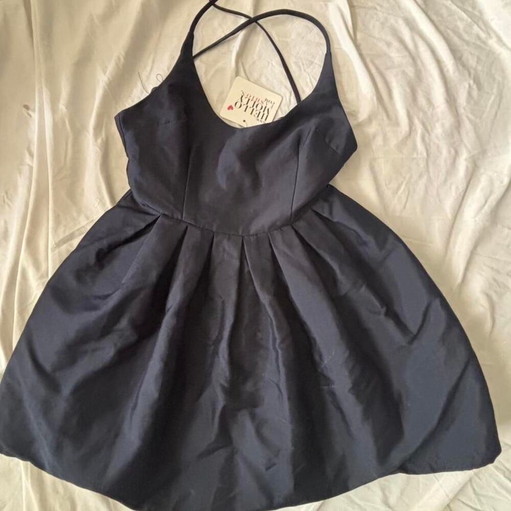 Hello Molly Navy Mini Dress Size 8 Fit & Flare Backless Adjustable Straps - Picture 4 of 4